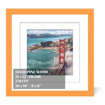 Porta-retratos Soniuong 30x30cm Madeira Laranja 2 tapetes