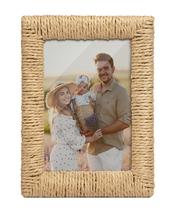 Porta-retratos takfot Boho 5x7 natural de rattan com vidro real Porta-retratos takfot Boho 5x7 natural de rattan com vidro real