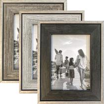 Porta-retratos Tasse Verre Rustic de 5 x 7 polegadas, pacote com 3 unidades de metal prateado