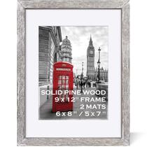 Porta-retratos Tiblue 9x12 de madeira maciça branca com 2 tapetes