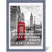 Porta-retratos Tiblue de madeira azul rústica 30x40cm com tapete