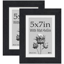 Porta-retratos VCK 5x7 em madeira natural de carvalho preto com vidro HD, pacote com 2 unidades Porta-retratos VCK 5x7 em madeira natural de carvalho preto com vidro HD, pacote com 2 unidades