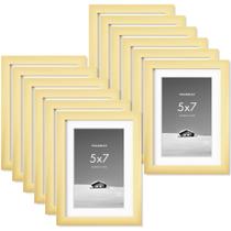 Porta-retratos Venusmiles, pacote com 12, 5 x 7 polegadas com 4 x 6 tapetes dourados