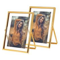 Porta-retratos Xinkerco Gold 5x7 (pacote com 2) para fotos 4x6, 3x5