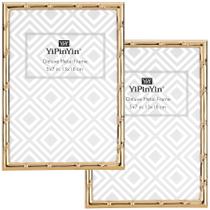 Porta-retratos YipinYin Bamboo Detail Metal Dark Gold Metal 5x7", pacote com 2