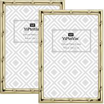 Porta-retratos Yipinyin Metal banhado a ouro, 4x6" (10x15 cm), pacote com 2