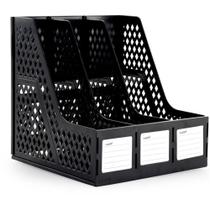 Porta Revista Organizador Triplo Preto Selad - Waleu Porta Revista Organizador Triplo Preto Selad - Waleu