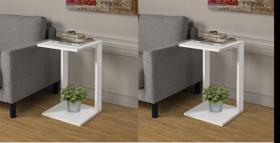 Porta Revistas 2 Mesas Canto Lateral Apoio Namur Branco 65cm