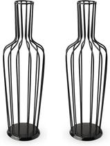 Porta Rolha de Vinho Decorativo em Ferro, Design Industrial Retro, 40 cm Altura, Preto, Suporte para Garrafas Kit Com 2