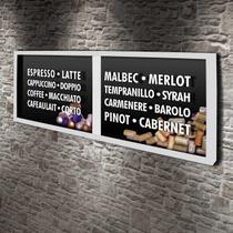 Porta Rolhas e Cápsulas Panorâmico - Tipos de Café e Vinho - Quadro Novo Porta Rolhas e Cápsulas Panorâmico - Tipos de Café e Vinho - Quadro Novo