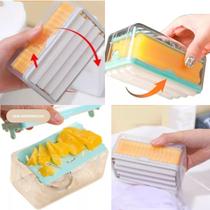 Porta Sabão 2em1 Barra Escova Esfregão Lavar Roupa Espuma Porta Sabão 2em1 Barra Escova Esfregão Lavar Roupa Espuma