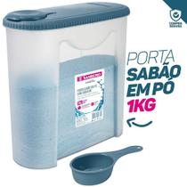 Porta Sabão Em Pó Com Dosador Econômico Lavanderia Organização Limpeza 1kg Sanremo
