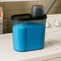 Porta Sabão em Pó Multiuso com Medido em Copo Preto 1700 ML Proteção Contra Umidade Capacidade 1KG