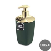 Porta Sabão Liquido Bancada Verde com Dourado Luxo Banheiro - UZ