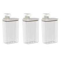 Porta Sabao Liquido e Po Dispenser 2,3L Bege Tampa Medidora 3un
