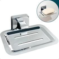 Porta Sabonete De Parede Banheiro Saboneteira Cromada Metal Inox Suporte Sabonete Barra Pia Lavabo Box Banheiro Com Fixação Dupla Lavatório Luxo
