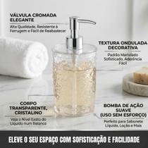 Porta Sabonete Liquido Acrilico Transparente Redondo Ondulado Para Pia Banheiro Elegante Dispenser Porta Sabonete Liquido Acrilico Transparente Redondo Ondulado Para Pia Banheiro Elegante Dispenser