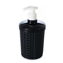 Porta sabonete líquido álcool em gel detergente plástico preto com tampa pia banheiro lavabo cozinha - Plasútil