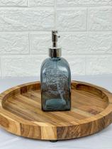 Porta Sabonete Liquido Álcool Gel Vidro Dispenser Luxo Cinza 490ml