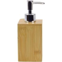 Porta Sabonete Liquido Bambu Dispenser Bancada Pump Prata