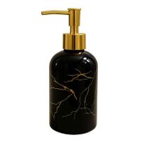 Porta Sabonete Líquido Banheiro Dispenser Preto Marmorizado