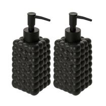 Porta Sabonete Liquido Bubble 300ml Preto de Cerâmica Porta Sabonete Liquido Bubble 300ml Preto de Cerâmica