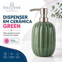 Porta Sabonete Líquido Cerâmica Green Banheiro Lavabo Decorativo