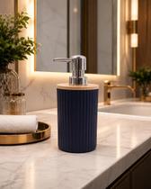 Porta Sabonete Liquido Com Bambu Preto 300ml Luxo Prata Porta Sabonete Liquido Com Bambu Preto 300ml Luxo Prata