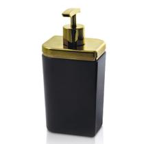 PORTA SABONETE LIQUIDO CROMO PETALA PRETO/DOURADO Ou