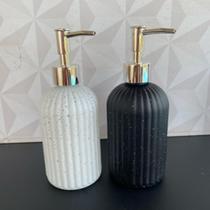 Porta sabonete líquido de porcelana preto ou branco 400ml para banheiro com dispenser de inox