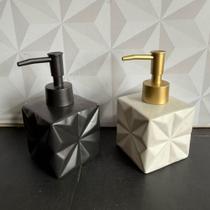 Porta sabonete líquido de porcelana quadrado 3D branco ou preto dispenser sabão para banheiro