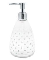 Porta sabonete liquido de vidro decorado prata 400ml - YINS