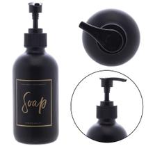 Porta sabonete líquido de vidro fosco c/pump em plástico preto