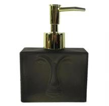 Porta sabonete liquido de vidro preto e dourado