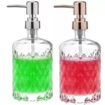 Porta sabonete liquido detergente alcool gel Vidro Cristal Lapidado Elegante saboneteira 420ml - Haüskraft