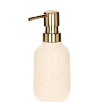 Porta-sabonete liquido em cerâmica bege e dourado pequeno - moas Porta-sabonete liquido em cerâmica bege e dourado pequeno - moas
