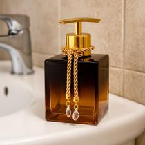 Porta Sabonete Liquido Lavabo De Vidro Cubo Para Banheiro 250ml Luxo