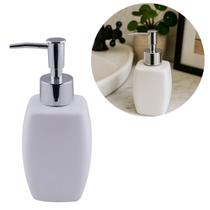 Porta Sabonete Líquido Porcelana Branco Bico Dosador Cromado 290ml - Tuut