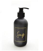 Porta Sabonete Líquido Vidro 250ml Fosco Preto Porta Sabonete Líquido Vidro 250ml Fosco Preto