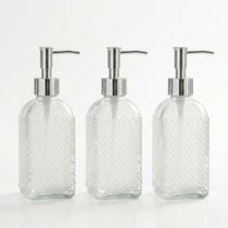 Porta Sabonete Líquido Vidro Transparente Luxo Bolinha 400ml Banheiro Lavabo Porta Sabonete Líquido Vidro Transparente Luxo Bolinha 400ml Banheiro Lavabo