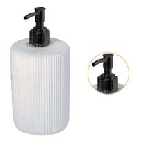 Porta Sabonete Redondo Listrado Saboneteira Liquida Para Lavabo Banheiro Artesanal De Cimento Com Granilite