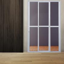 Porta Sacada de Alumínio 3 Folhas Sequenciais 210 X 120cm com Fechadura Linha 25