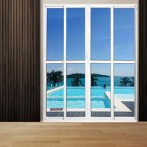 Porta Sacada de Alumínio 4 Folhas 210 X 180cm com Fechadura Linha 25