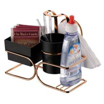 Porta Sachês Chá Café Com Suporte Porta Guardanapo Adoçante Pázinha Colher Mexedora Para Bancada Cozinha Recepção Empresa Escritório