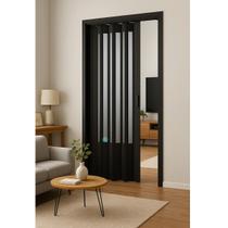 Porta Sanfonada De Pvc 210x72cm Translúcida Preta Porta Sanfonada De Pvc 210x72cm Translúcida Preta