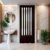 Porta Sanfonada de PVC Translucido 210cm x 96cm Plastporta Bcf Marrom/Imbuia com Porta Sanfonada de PVC Translucido 210cm x 96cm Plastporta Bcf Marrom/Imbuia com