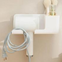 Porta Secador Cabelo Escova Prancha Parede Adesivo Suporte COR:BRANCO Porta Secador Cabelo Escova Prancha Parede Adesivo Suporte COR:BRANCO
