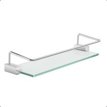 Porta Shampoo Base Suporte Proteção Quadrado Modelo Troia Prata Alto Brilho