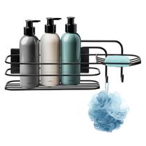 Porta Shampoo Com Saboneteira Auto Colante 3M Preto