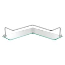 Porta Shampoo De Canto em L Cromado Com Base De Vidro Porta Shampoo De Canto em L Cromado Com Base De Vidro